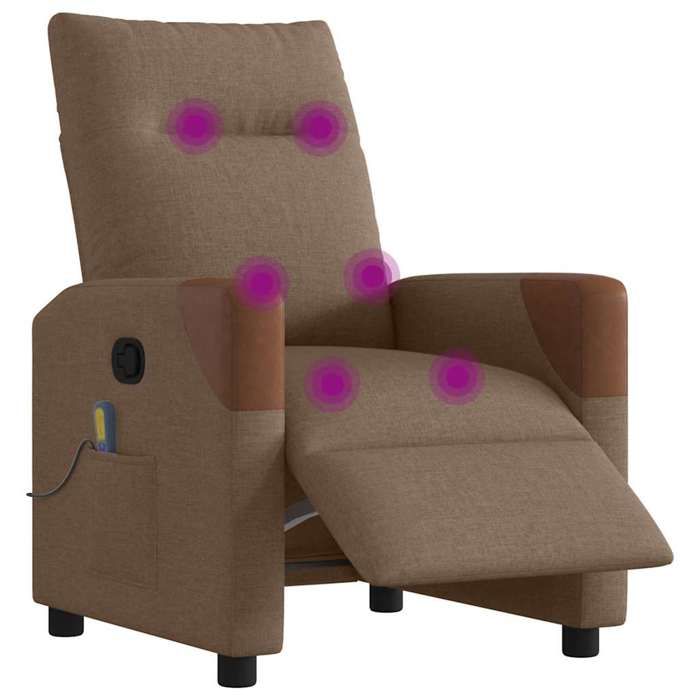 VidaXL Fauteuil inclinable de massage électrique marron tissu 3324001