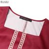 ZANZEA Women Elegant Square Collar Casual Short Sleeve Print Dress