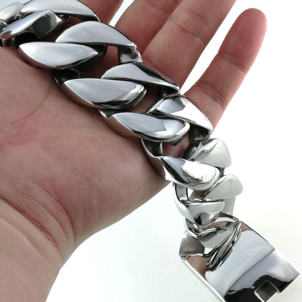 32mm width bling massive 316L stainless steel steel tone Hip hop bracelet designer chrams