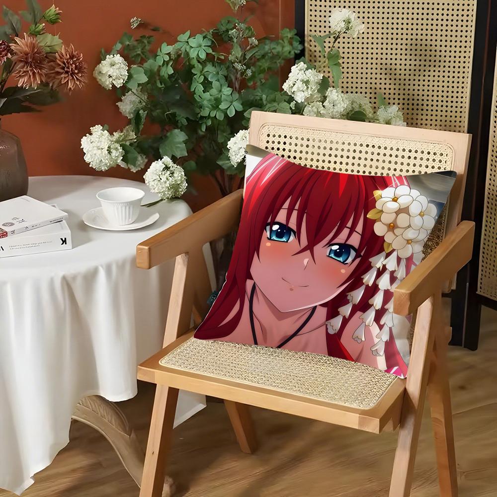 Anime SSchool DxD Cushion Cover Silky Short Plush Invisible Zipper Dustproof Sofa Pillow Case for Home Decor