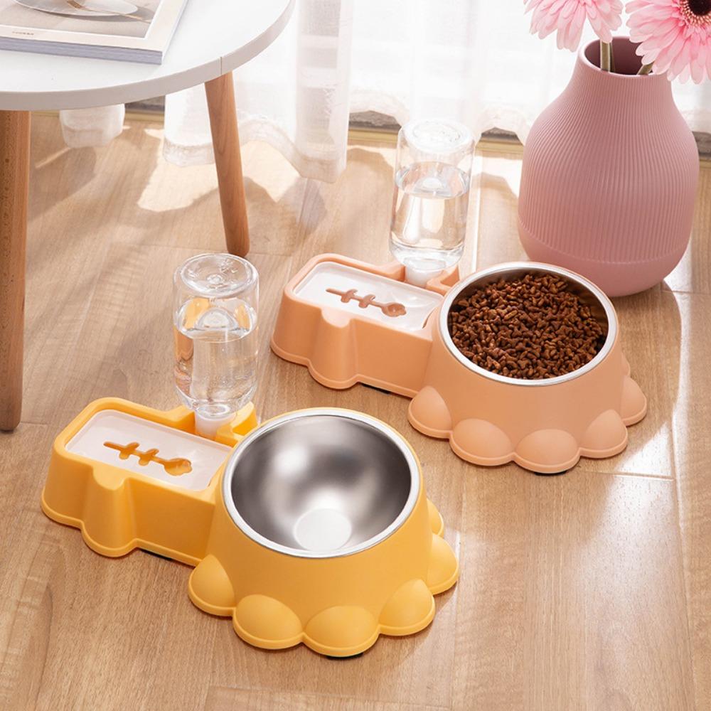 

Anti-Cervical Spine Cat Water Dispenser Anti-slip Cat Feeder Automatic Water Fountain Indoor жёлтый