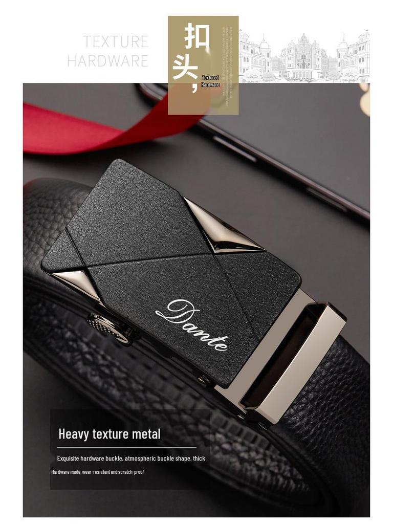 Men's Genuine Leather Double Buckle Automatic Belt