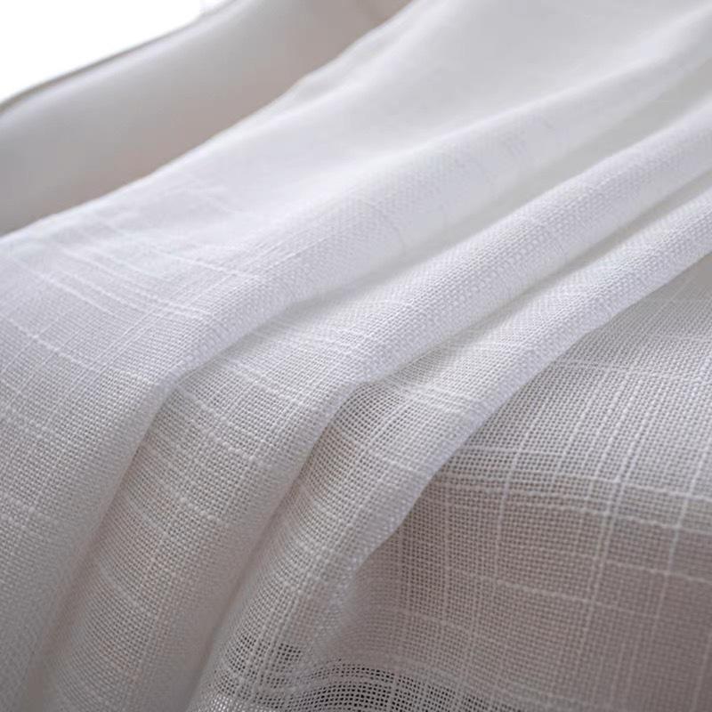 Big Belly Hemp Thickened Screen Curtain Window Screen Living Room Bedroom Study Balcony Simple Plain Color Finished Product Processing