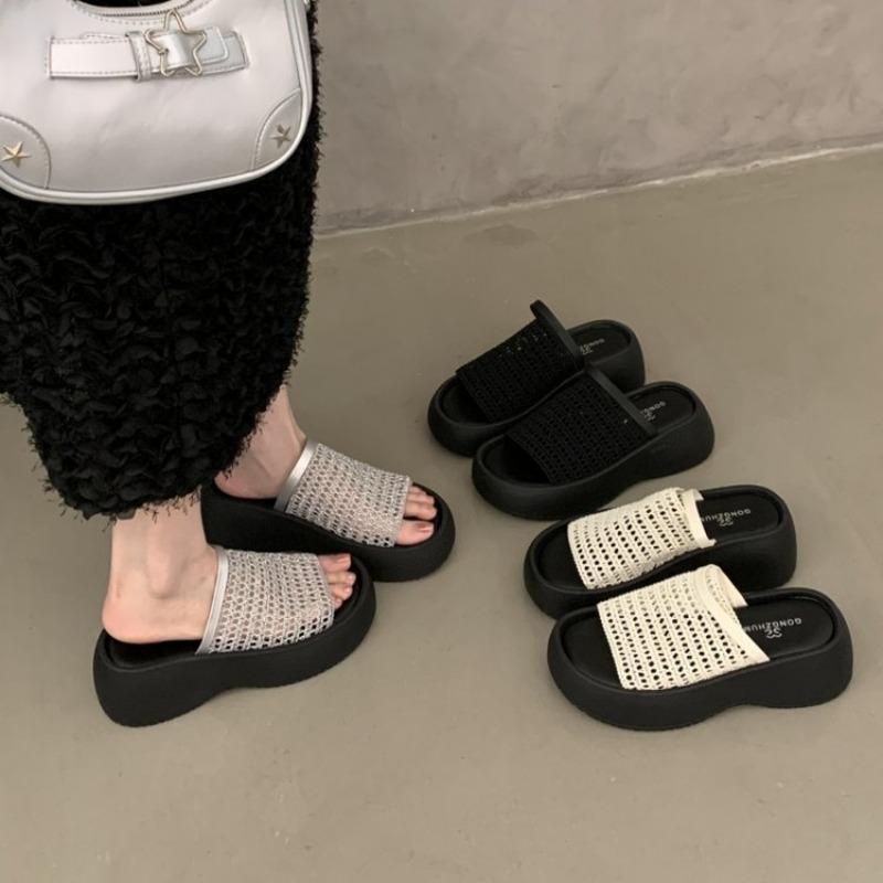 Fashion 2025 New Fashion Platform Women Slippers Shoes Footwear Thick Soled Ladies Wedges Heeled Slippers Shoes Female Slides Sandals