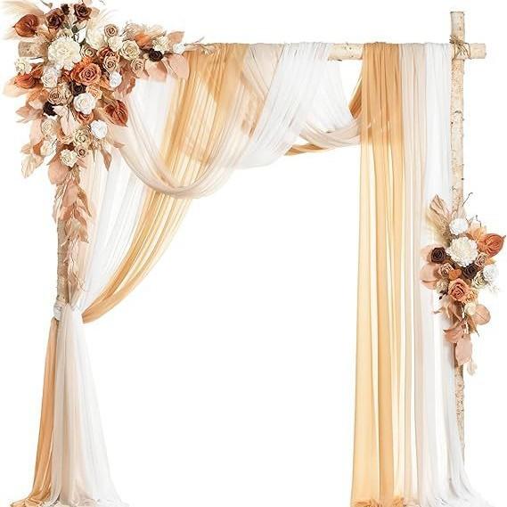 Luxury Wedding Arch Flower Six-Piece Set - 2 Pieces Flower Game 3 Pieces Curtain 1 Arch Suitable For Wedding Diy Decoration