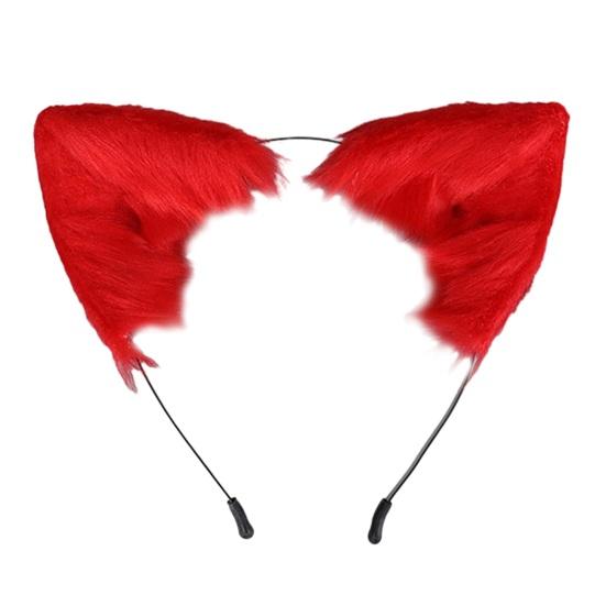 Yousheng Handgjord Simulering Rävöron Hårband Rörliga kattöron Hårbåge Plysch djuröra Huvudband Huvudbonad Rekvisita