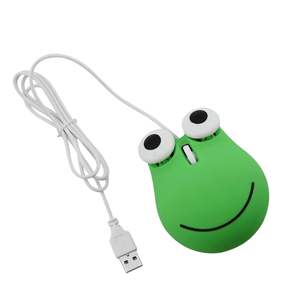 USB Wired Cute Mouse for Kids Ergonomic Design Animal Green Frog Shape Corded Computer Mouse for Laptop PC
