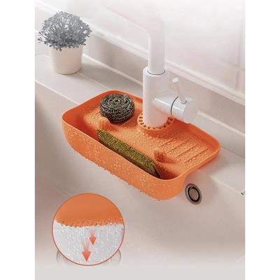 Haushalt Silikon Spülbecken Abtropfgestell Wasserhahn Spritzschutz Wassersammelmatte Schwamm Lappen Stahlwolle Gadget Aufbewahrungsbox