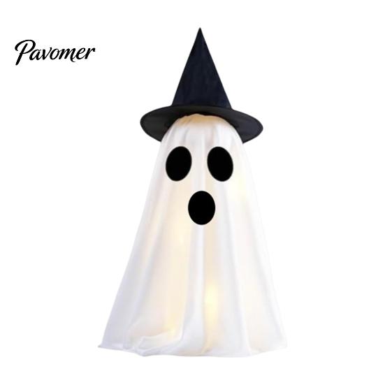 Classic Black Big Eyes Decor Light Up Halloween Ghost Decoration Scary Lighted White Cloth Pet-friendly Spooky Tabletop Ornament for Indoor