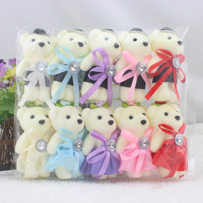 

Мультяшная пара плюшевых мишек с пеной из мороженого и доставкой свежих цветов Foam Couple Bears [Height approx. 10 cm]