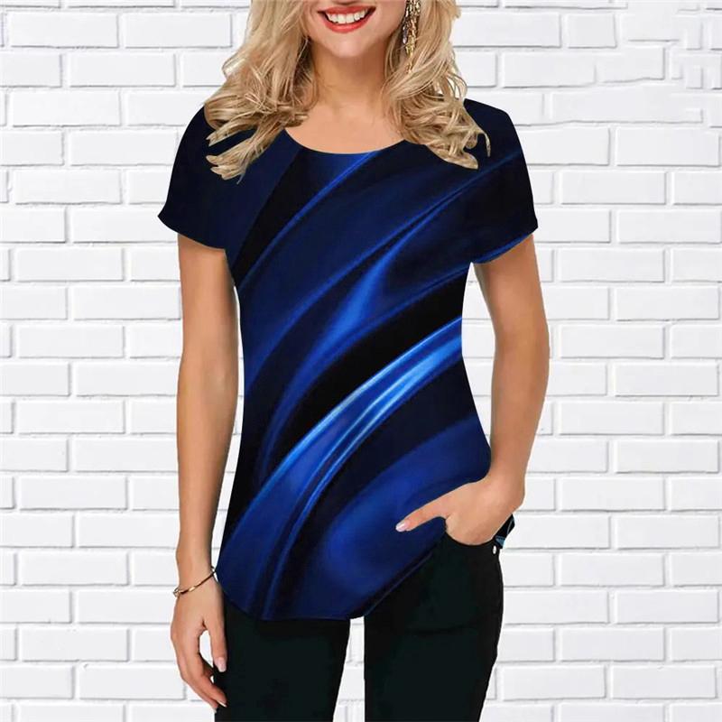 Fashion Tie-dye Women T-Shirts Summer Short Sleeve Striped Gradient 3D Printed Street Ladies Tee 8XL Plus Size Casual Tops