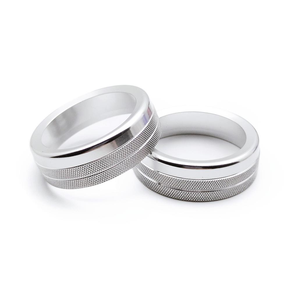 2Pcs Aluminum Red Air Condition Knob Audio Volume Control Button Circle Decoration Trim Ring Cover For Ford Mustang 2015-2020