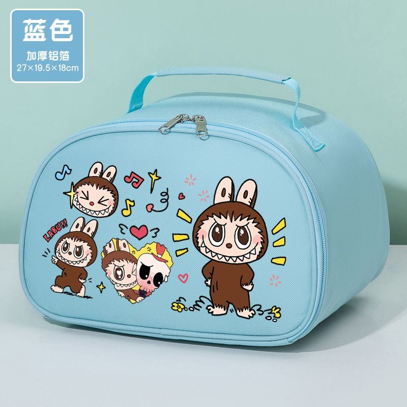 Labubu Thickened Aluminum Foil Bento Bag Student Lunch Box Bag Large-capacity Hand-held Insulated Bag