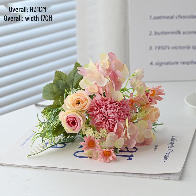 Single Stem Silk Rose Bouquet with Plastic Handle for Wedding Decoration