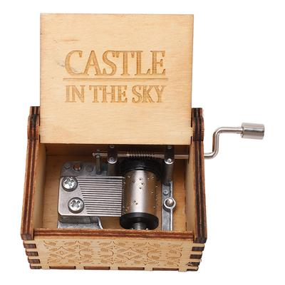 Ruční klika Hudební skříňka Retro styl Přenosná dřevěná hudební skříňka Zámek v oblacích Music Box Home