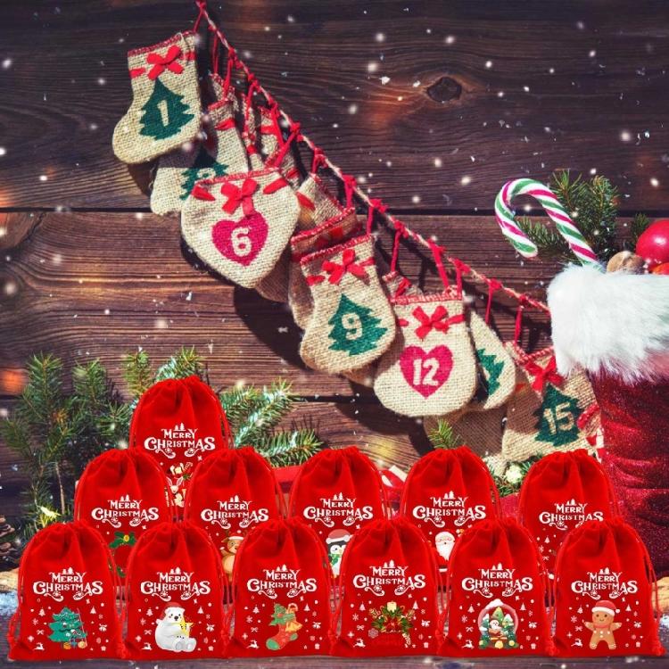 Set mit 12 Festival-Plüsch-Geschenktüten für Weihnachten und Event-Verpackungen, perfekt für kleine Geschenke und Gastgeschenke