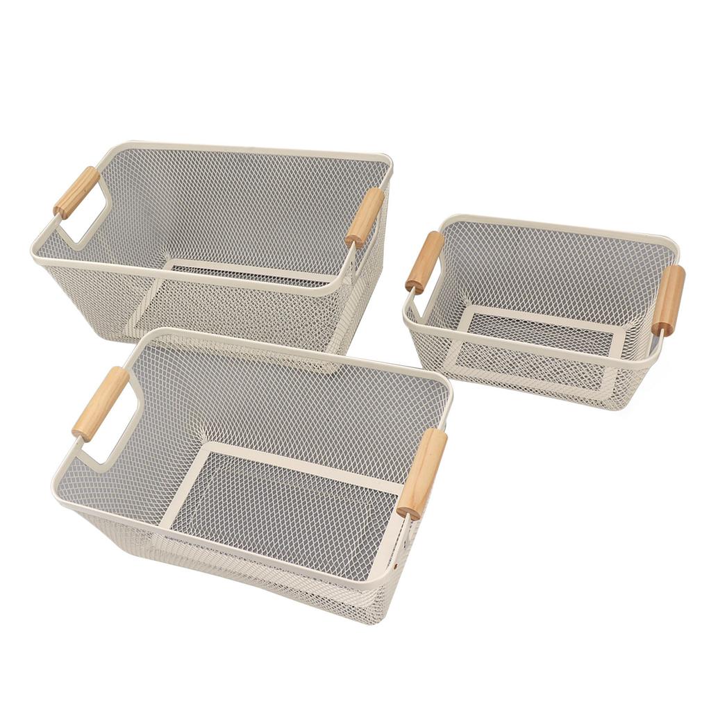 3 ks Kovový drátěný úložný koš Velkokapacitní Dekorativní Pevný Úložný koš z tepaného železa na knihy