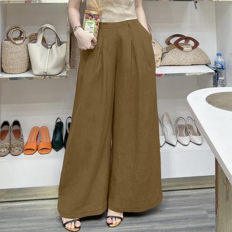 

ZANZEA Женские повседневные свободные широкие брюки с эластичной резинкой на талии 5XL