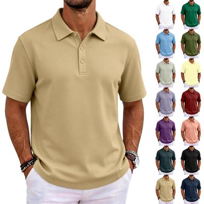 Men Short Sleeve Polo Shirt Breathable Lapel Collar Casual Top for Everyday and Outdoor Activities with Classic Fit
