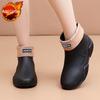 Korean Style Women's Short Shaft Rain Boots Waterproof Warm Flat Sole Kitchen Work Car Wash Rubber Boots Men's