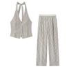 2025 Spring Women's European & American Style Halter Neck Sleeveless Top & Long Pants Set