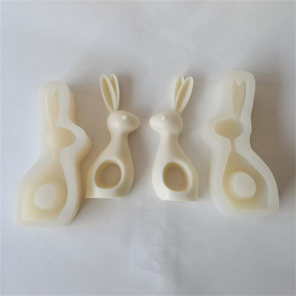 3D Easter Bunny Candle Silicone Mold Cute Rabbit Aromatic Candle Plaster Mould DIY Handmade Soap Making Tool Baking Cake Decor