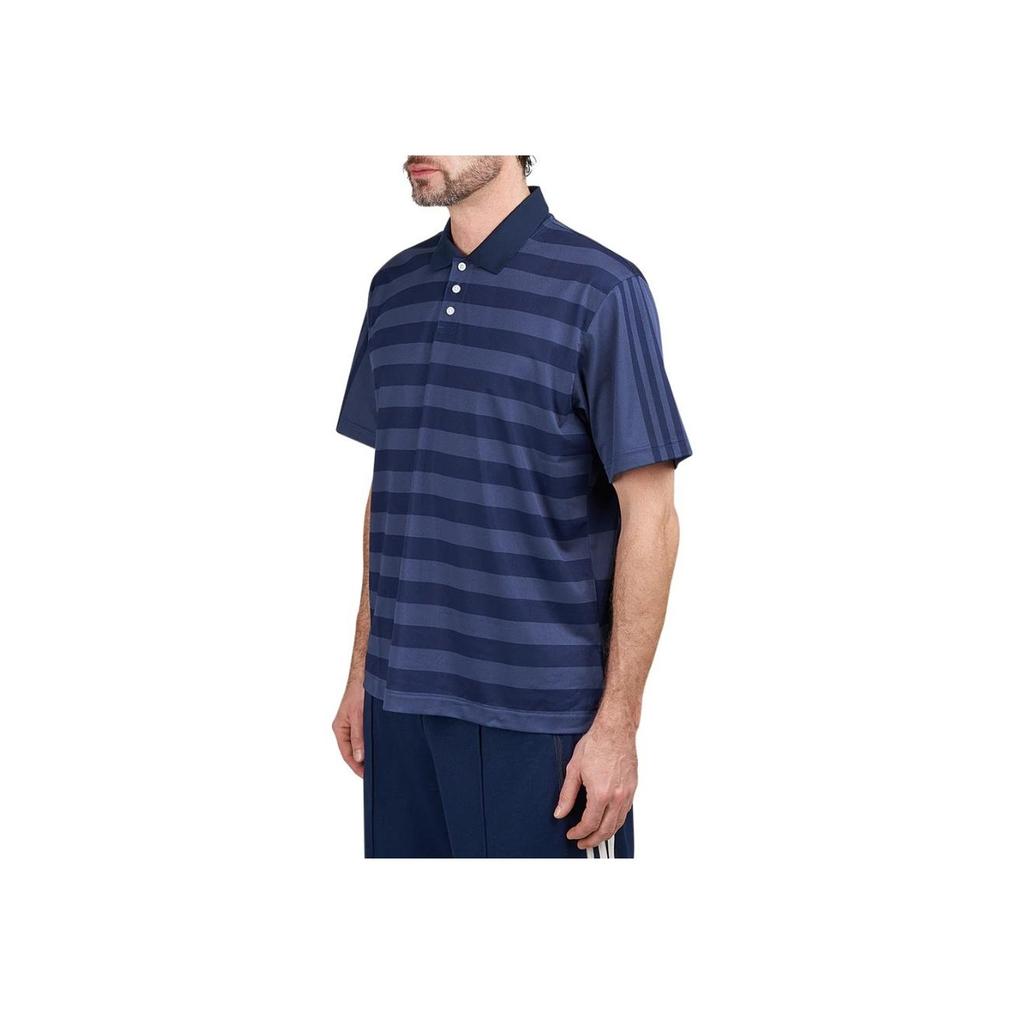 Adidas Originals X Pop Trading Company FW23 Striped Sports Polo Shirt Unisex Polo Shirts Navy-Blue IX1976