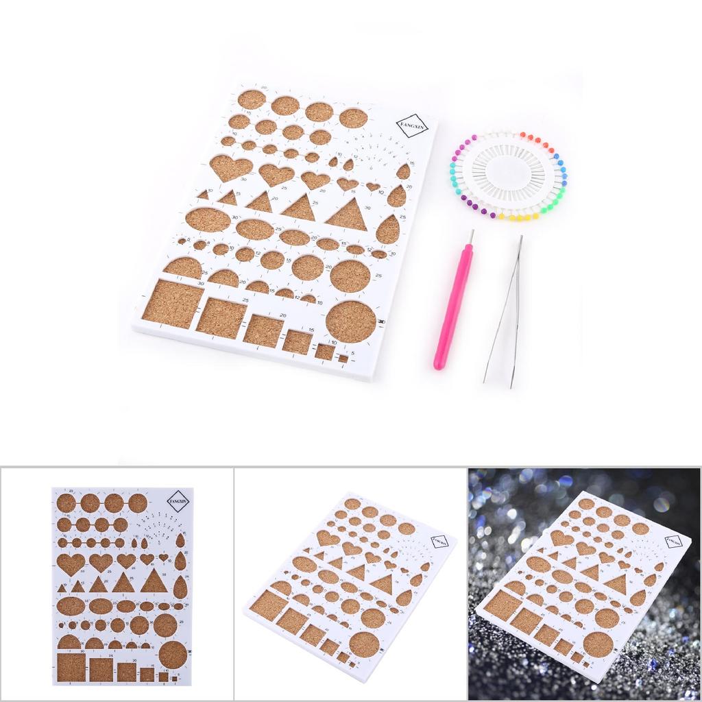 DIY Paper Craft Template Board Tweezer Pins Slotted Pen Quilling Tools Kit (White)