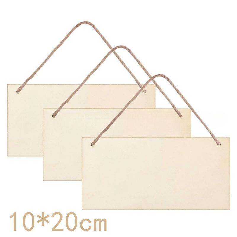 20/40pcs Wooden Sign Blank Rectangular DIY Painting Graffiti Crafts Hanging Ornaments for Festivals Weddings Parties Home Decor