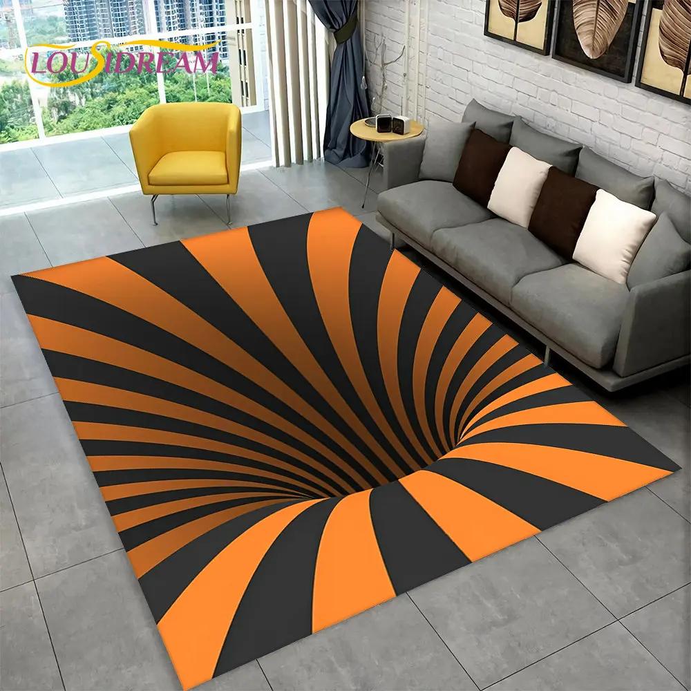 3D Vortex Illusion Area Rug,Abstract Geometric Optical Carpet Rug for Living Room Bedroom Sofa Doormat Decor Non-slip Floor Mat