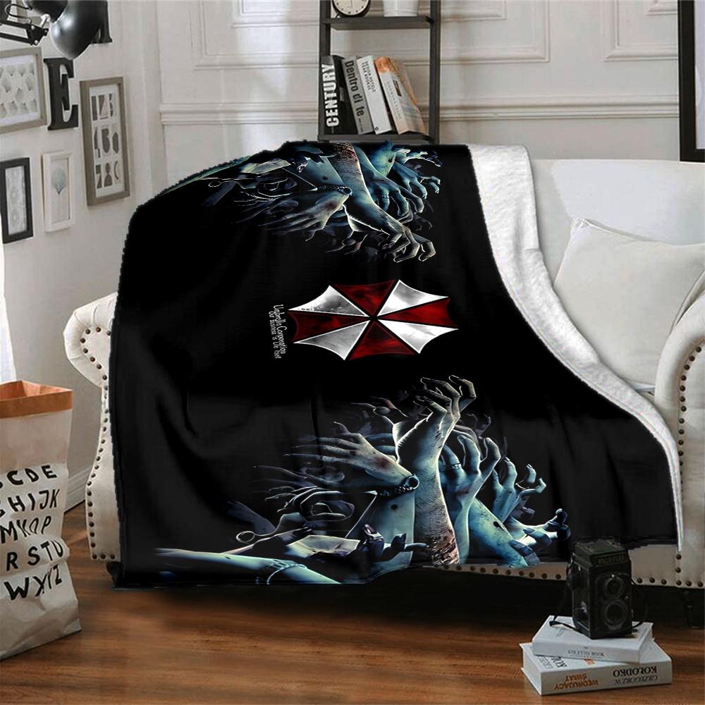 1Pc Resident Evil Umbrella Corporation Flannel Blanket, Soft And Comfortable, Casual Warm, Camping Travel, Christmas, Halloween Xmas Gift S1714