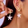 Sweet Temperament Colorful Oil-dripping Shell Starfish Pearl Dangle Earrings for Women Summer Beach Cute Jewelry Accessory Gift