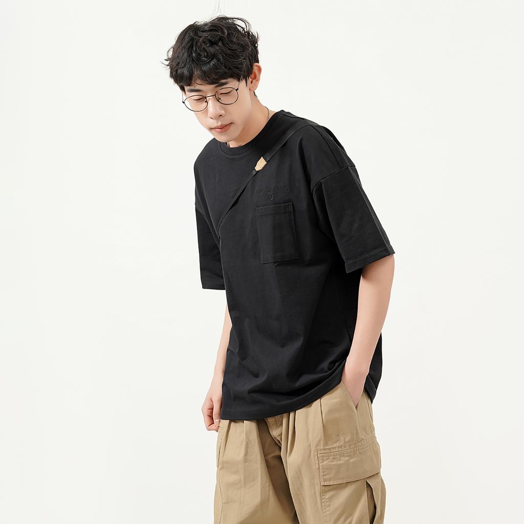 New Balance Drop Shoulder Sleeve T Shirt Unisex Black AMT21549-BK