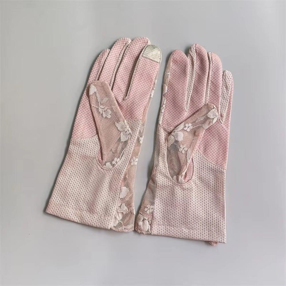 Hollow Touch Screen Gloves Lace Mesh Short Thin Gloves Elegant Sunscreen Gloves Driving UV Gloves