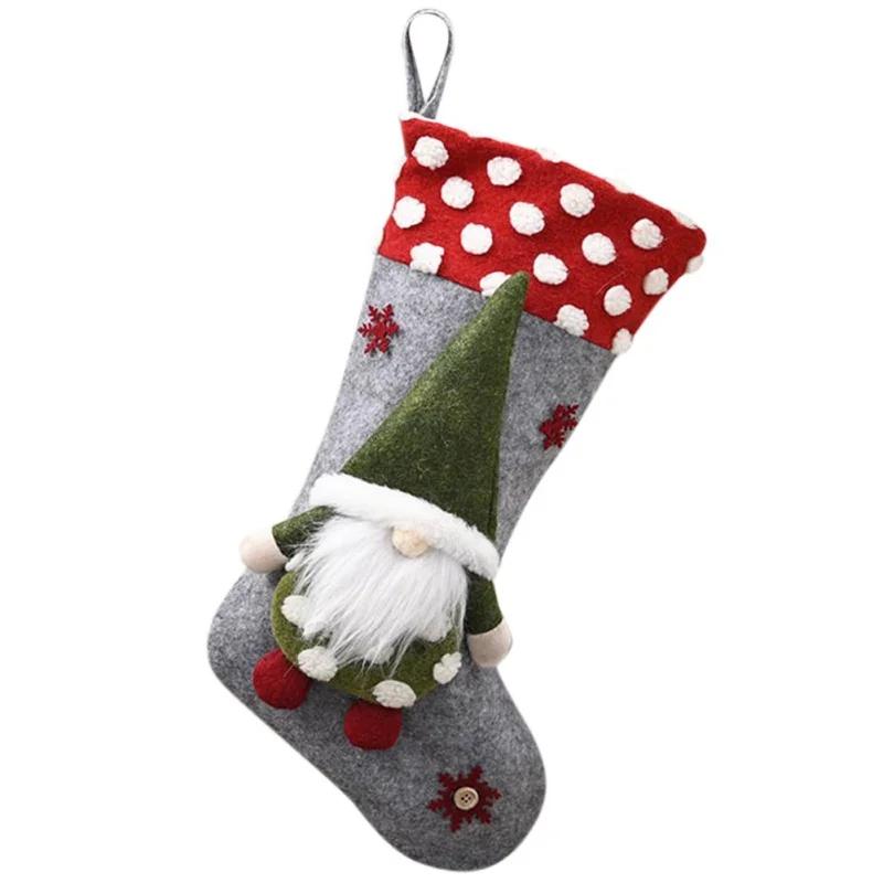 Cute Christmas Stockings Socks Fireplace Hanging Stockings Plush Personalized Home Party Decoration with Snowman Santa Elk Bear