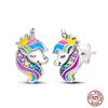 Sparkling Women Hoop Earrings 925 copper Heart Shape Star Moon Round Blue Zircon Fit Origina Drop Earrings Zircon Holiday gifts