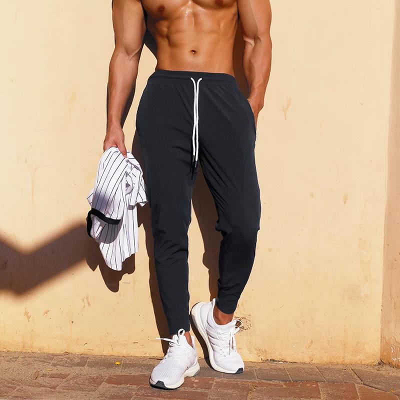 Men's Leg Shaping Running Pants for Summer Ice Silk Slim Fit