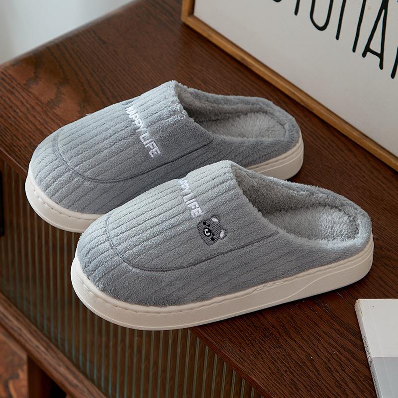 Cotton slippers women's indoor household thick-soled non-slip couple velvet warm bag head confinement shoes