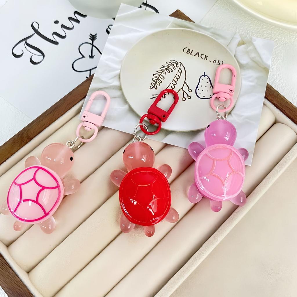 Cute Glow in The Dark Turtle Keychain for Women Girls Backpack Pendant Colorful Tortoise Keyring Student DIY Accessories Gift