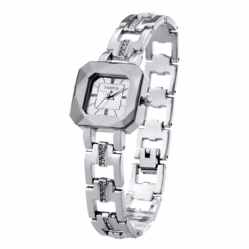 

Time100 Women s Watch, Polyhedral Glass, Japanese Quartz Movement, Skeleton Design, Diamond-Set Band, Bracelet Style, 30M Water Resistance, W80023L.02
