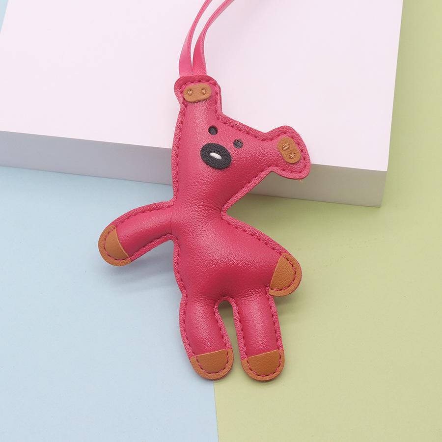 

Mini Bear Keychain PU Leather Animals Keyring Hanging Ornament Backpack Handbag Bag Pendant