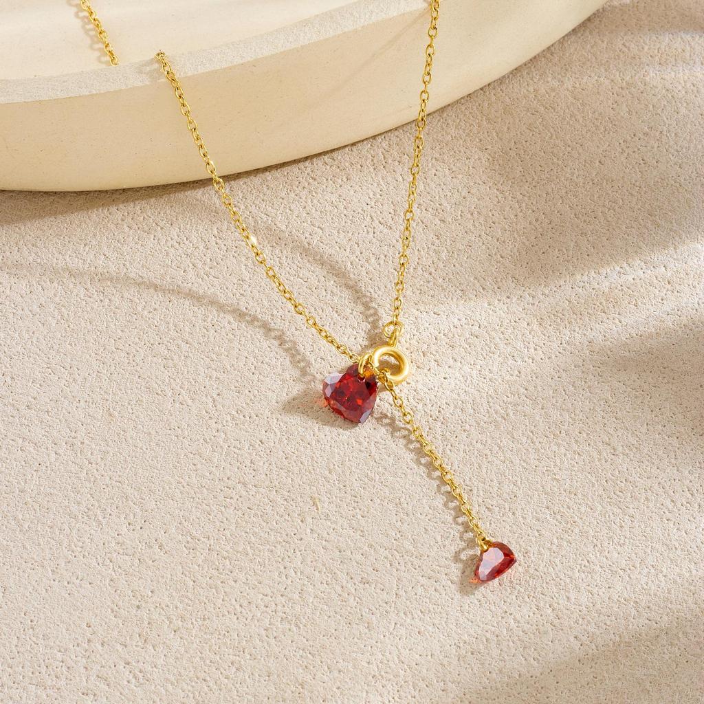 Yao Long Turquoise Heart Tassel Clavicle Chain - 18k Gold Plated, Personalized & Simple Design