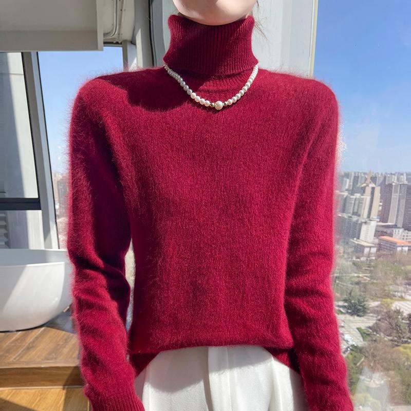 Damen Kaschmirpullover Qinghe Kaschmir 30% Kaschmir 30% Nerz 30% Wolle 10% Nylon Dicker Kaschmirpullover für Damen im Herbst und Winter, weich und warm