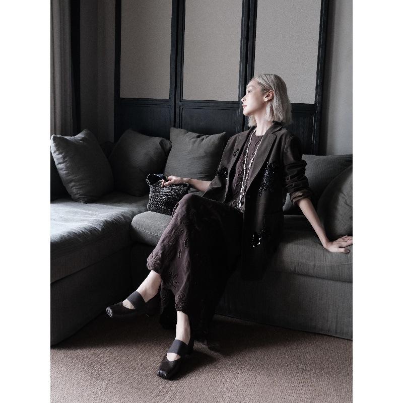 Sheepskin version~ Genuine leather inner height increase ancient elastic band Mary Jane shoes women's new square head versatile ballet shoes