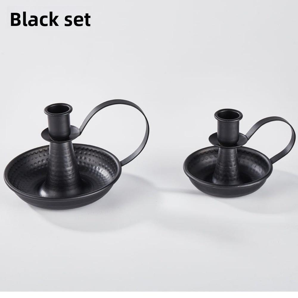 Vintage Elegant Tabletop Candle Holders Metal With Handle Home And Wedding Decoration Candlestick Holder Iron