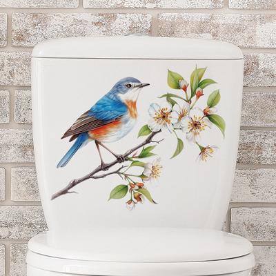 Flower Bird Tree Branch Toilet Sticker Ceramic Tile Water Tank Toilet Lid Cover Decals Refurbished Decoration Self Adhesive Sticker