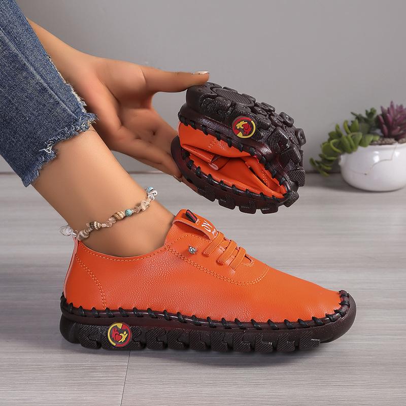 New Stitching Rubber Sole Single Shoes Women Soft Bottom Soft Leather Mom Shoes Large Size 35-45 Women's Shoes