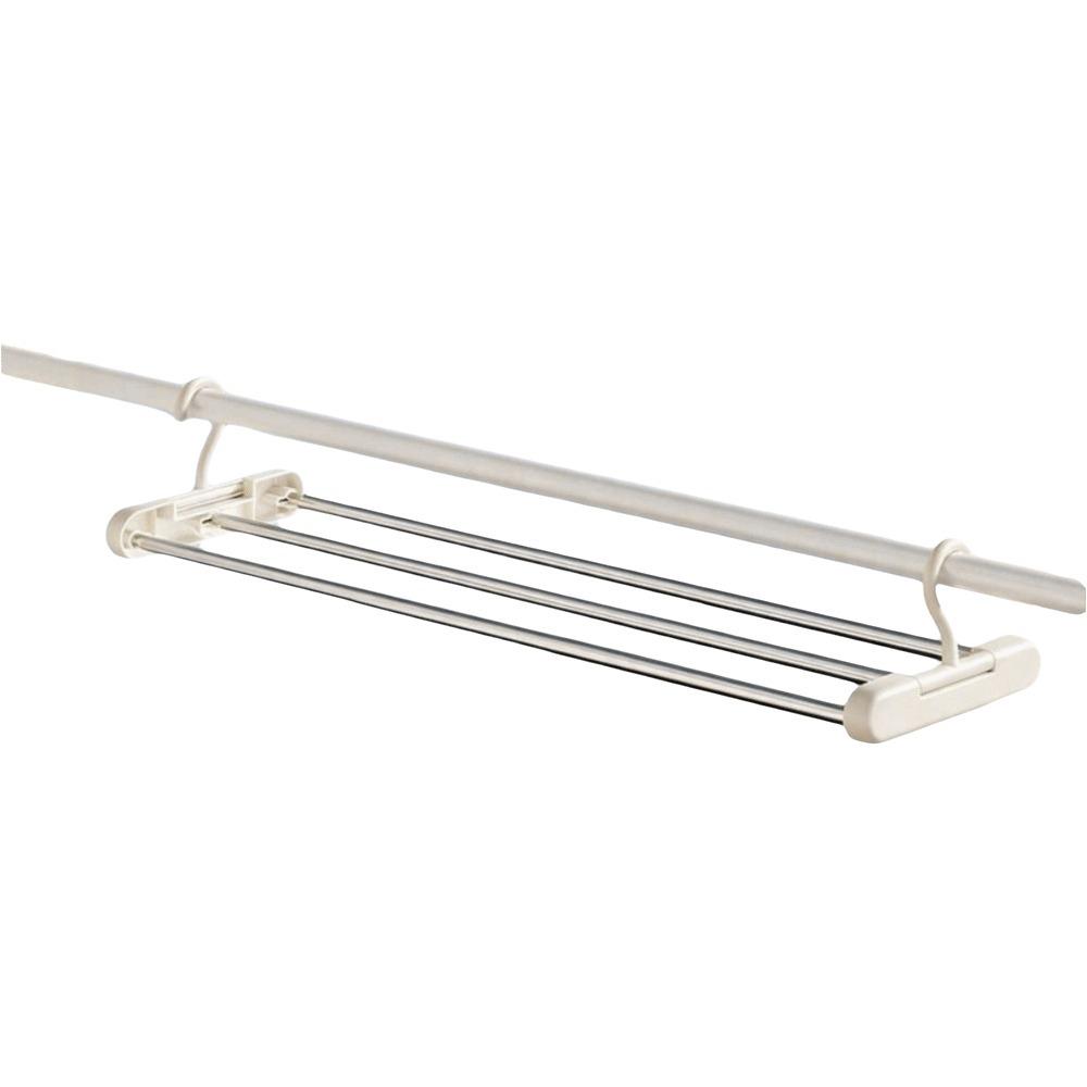 Foldable Design Blanket Drying Rack Stainless Steel Expandable Clothes Organizer Rectangular 6 Clips Bedsheets Storage Hanger