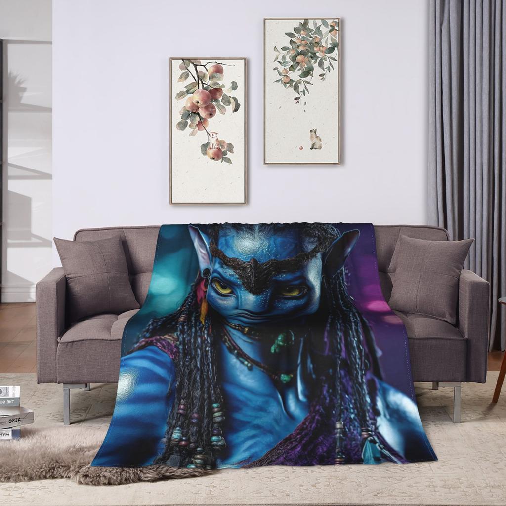 Avatars Blue Na'vi Neytiri Poster Bedding Throws Soft Comfy Blanket For Couch Chair Plane Travel Flannel Bedspread Bed Cover