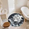 Black and White Tiger,Round Area Rug,Carpet Rug for Living Room Bedroom Sofa Playroom Decor,Non-slip Floor Mat